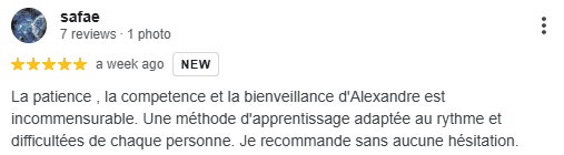 Témoignage de Safae, une élève d'Alexandre qui a pris des cours de piano et qui était très contente de sa progression.