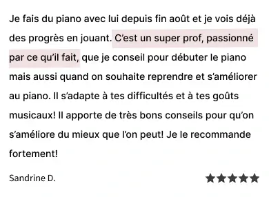 Avis Google sur les cours de piano à Nancy – avis 5 étoiles